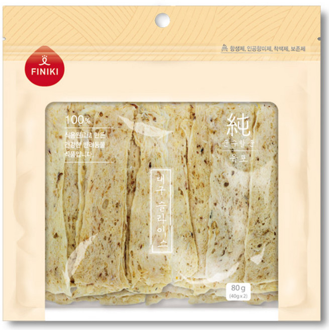 피니키 순육포 대구 슬라이스 80g 강아지간식 애견간식, 5개