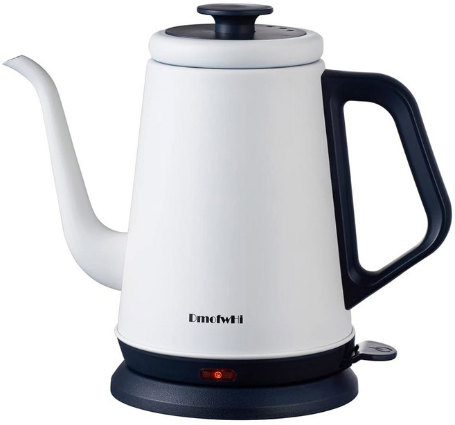 DmofwHi 구스넥 전기주전자 1.0L 100 스테인리스 BPA 프리 클래식 푸어 오버 커피주전자 | 티주전자 그린, WHITE, 1개