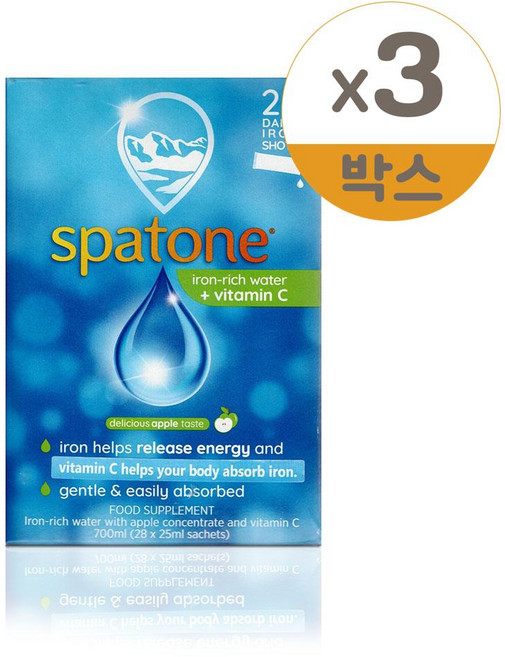 스파톤 철분제 애플 28일분 spatone 사과맛 철분영양제 영국 액상철분 비타민C 천연 사과 농축액, 25ml, 3개