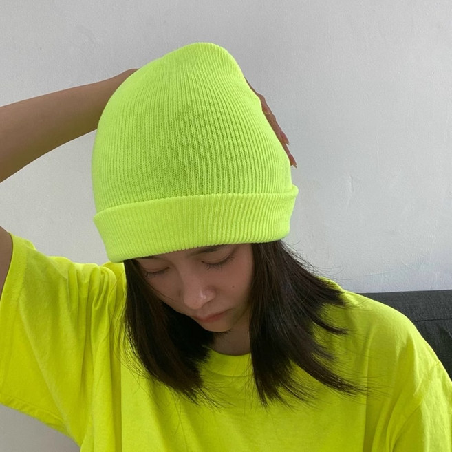 미즈코스 형광 비비드 비니 스타일 두건 캐쥬얼 패션 반다나 모자