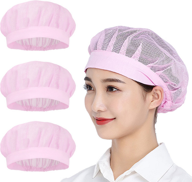 오드상회 메쉬 주방위생모자 주방모자 위생모 3매입, 핑크, 1세트