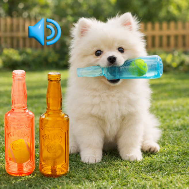 그로우파파 혼자노는 맥주병모양 강아지장난감, 1개, 블루