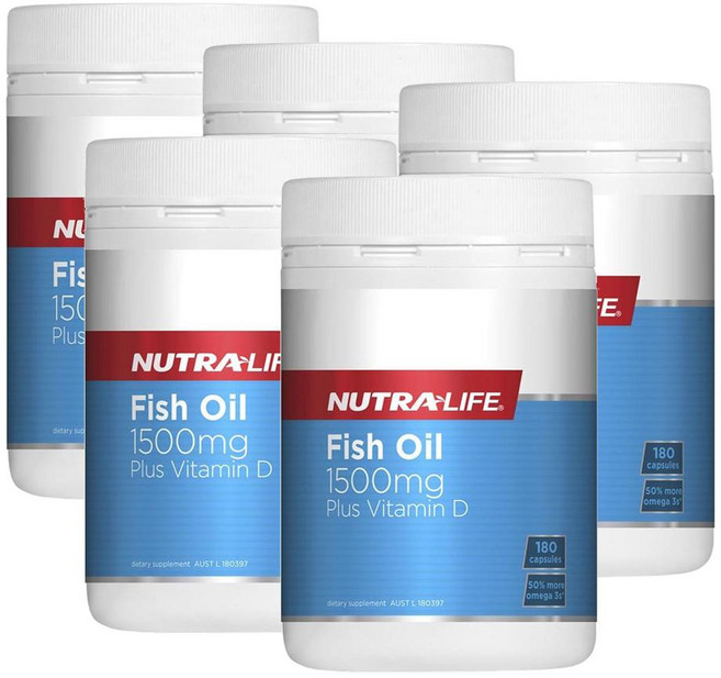 뉴트라라이프 피쉬오일 1500mg 비타민D 오메가3 NUTRALIFE Fish Oil Plus Vitamin D, 5개, 180정
