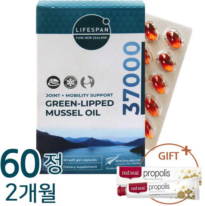 라이프스팬 뉴질랜드 초록입홍합 오일 37000mg 60캡슐, 1개, 60정