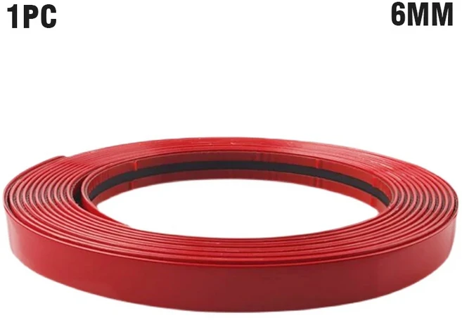호환 차량 크롬 사이드 바디 몰딩 범퍼 충돌 방지 자가 접착 스트립 스크래치 방지 광택 접착 스트랩 외부, 06 red6mm-5m