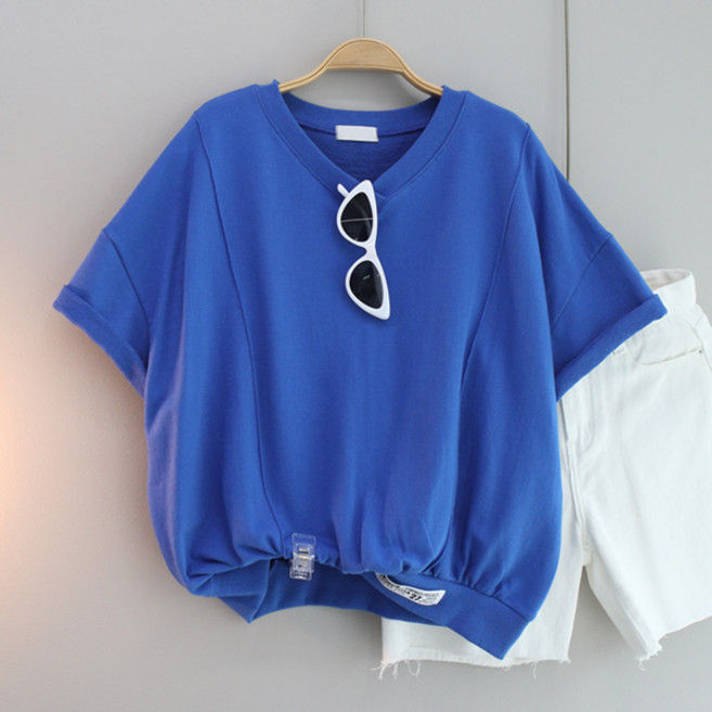 달콩 여성 브이넥 반팔티 여름 델라패치브이넥맨투맨