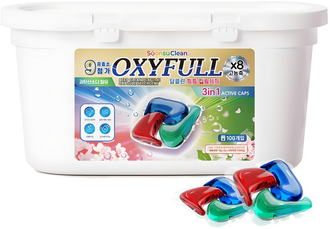 순수크린 옥시풀 딥클린 퍼퓸 캡슐세제, 100개입, 1개
