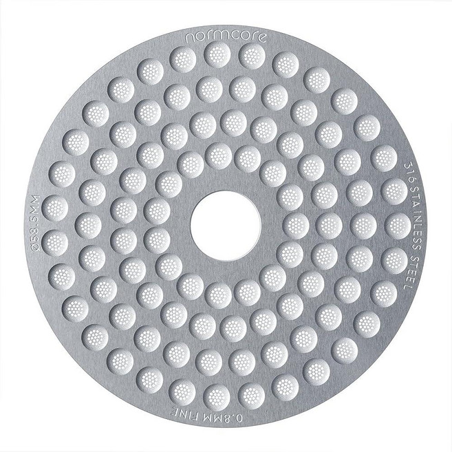 Normcore 53.3mm 퍽 스크린 0.8mm 두께 하단 샤워 브레빌 세이지 54mm 포타필터 바스켓용 재사용 가능한 금속 필터 316 스테인리스 스틸_165133, 58.5mm x 0.8mm With Round Hole