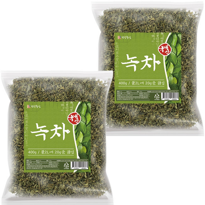 건강중심 국산 녹차 잎녹차 대용량 잎차, 400g, 1개입, 2개