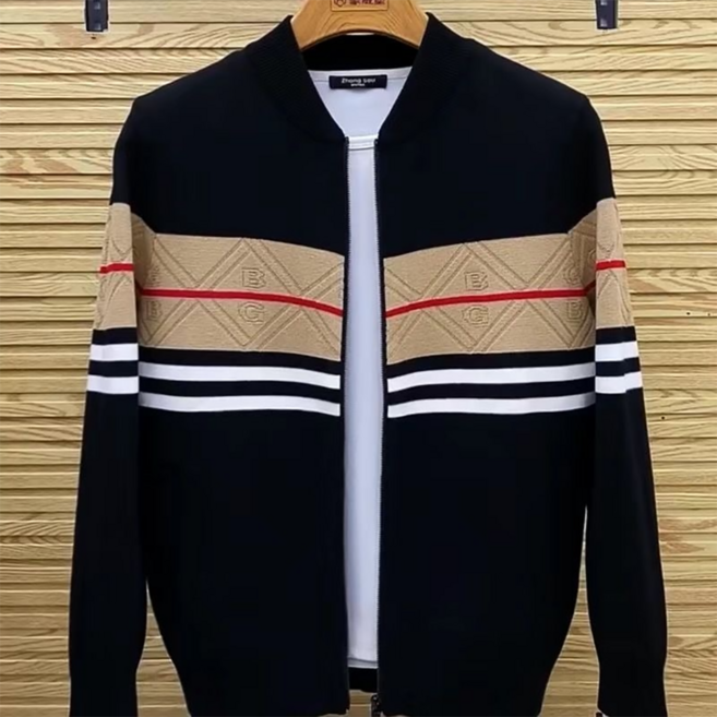 지고다그 남성 봄가을 니트 가디건 캐주얼 트렌디 배색 집업 데일리룩 상의 YZH74504