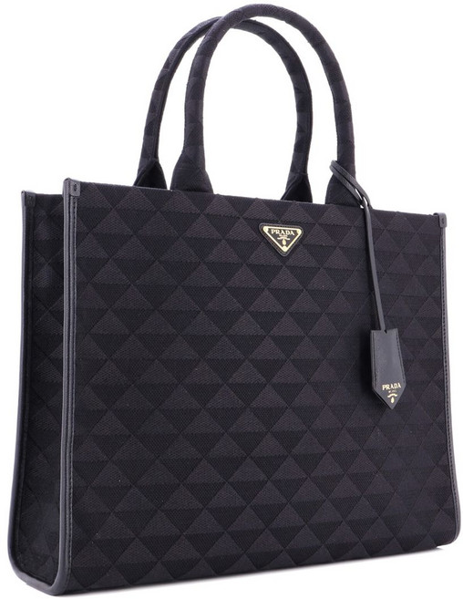 프라다 중고 심볼 쇼퍼 자카드 라지 토트 백