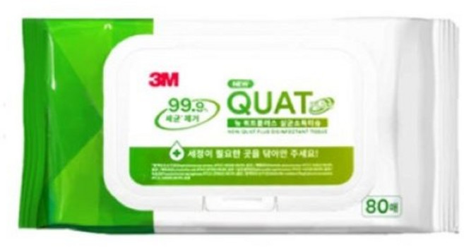 3M 쿼트플러스 세균제거 99.9% 세정물티슈 (80매), 80매입, 2개