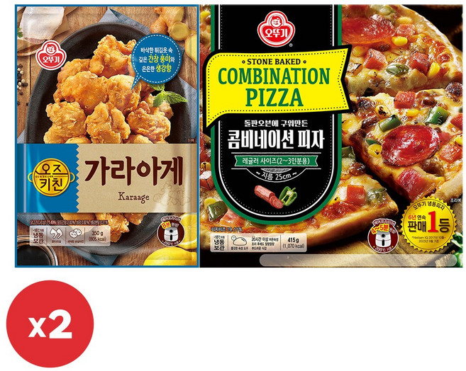 오뚜기 오즈키친 가라아게 350g 2개+콤비네이션 피자 415g 2개(총 4개), 1세트, 1.53kg