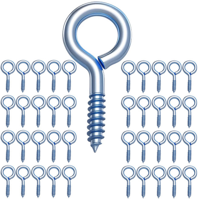 원형 나사못 물음표 고리 피스 후크 소품 폐쇄형 고리 구조 고정용 행잉 철물40개, 1세트