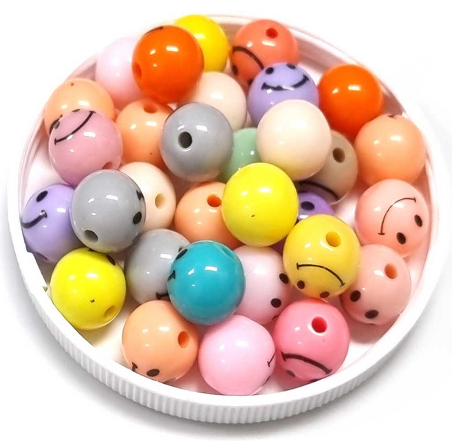 ALL 비즈구슬 Smile 스마일 비즈 한팩 모양선택, 파스텔볼 (120개)