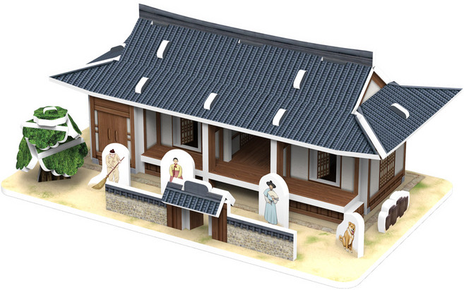 페이퍼락 기와집 입체퍼즐, 27피스, 혼합색상, 1개