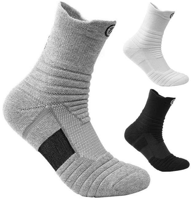 그리뉴얼 두꺼운 골프 스포츠 중목 양말 5켤레, 화이트, 5EA