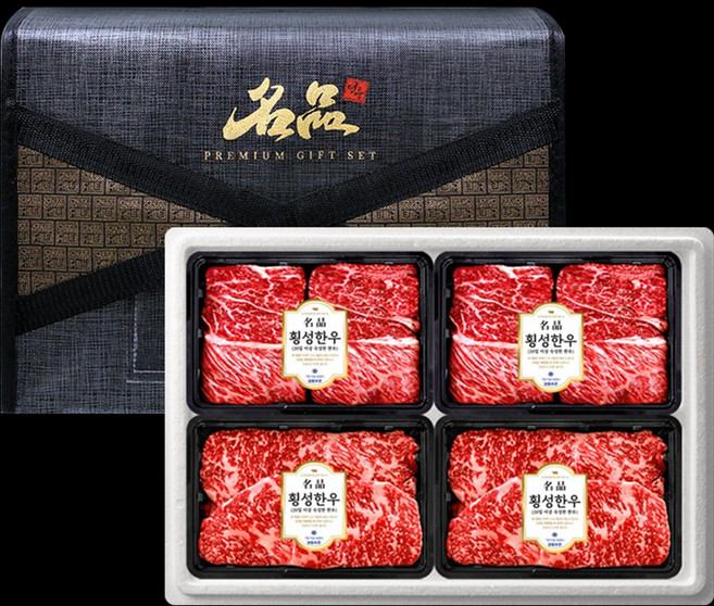 귀한 횡성한우 명품구이 세트 6호 1.6kg (1등급 꽃등심+꽃등심+채끝+채끝) 냉장, 1세트