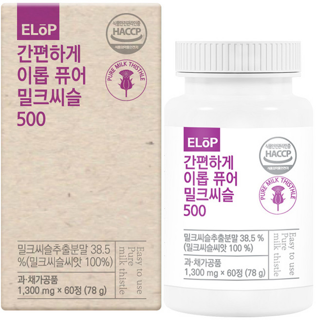 이롭 간편하게 퓨어 밀크씨슬 500 78g, 60정, 1개