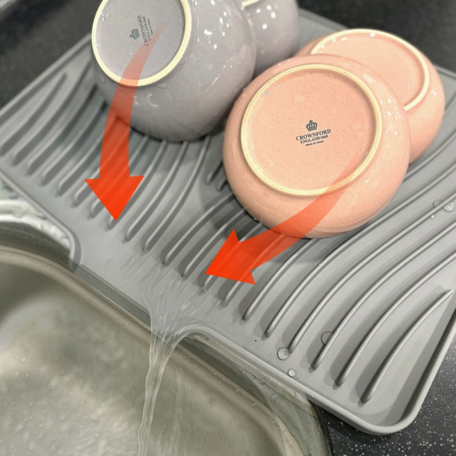 네바스 물빠짐 식기 건조대 매트 실리콘 드라잉, 1개, 그레이, 1단