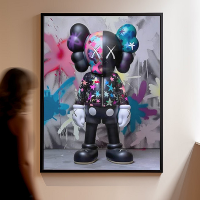 팝아트 포스터 스타 그래피티 카우스 집꾸미기 액자 벽장식인테리어, 무광골드