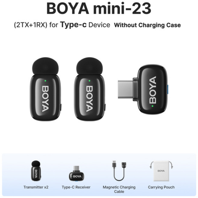 BOYA BOYA iPhone 1516 용 미니 무선 라 발리에 마이크 라이브 스트리밍 비디오 녹화 Vlog 용 Android USB-C 장치, [04] BOYA MINI-23