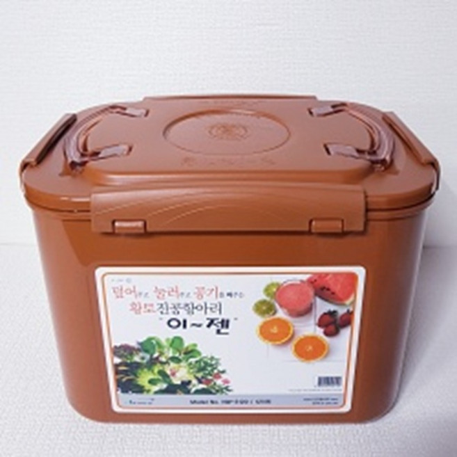 이젠 황토 진공항아리 사각 12리터 오이지 절임 밀폐 누름독 누름판 손잡이 김치통, 1개, 12L