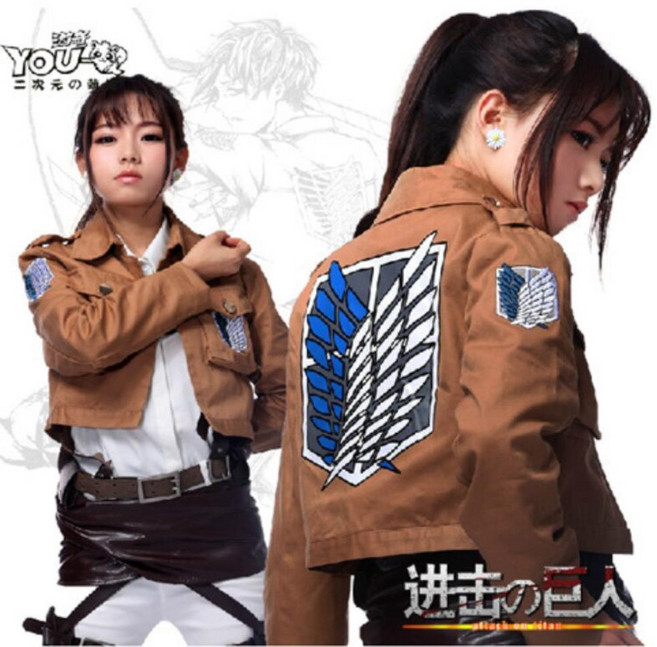 진격의 거인 코스튬 졸업사진 조사 병단 공격 대한 여성을위한 의상 재킷에 할로윈 망토 매력적인 게임