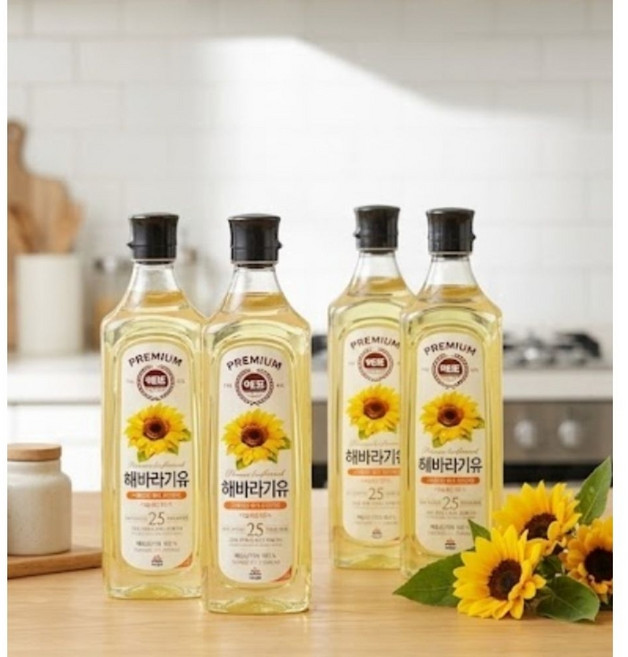 해표 퓨어 해바라기유 스페인산 원재료 100퍼센트, 3개, 900ml