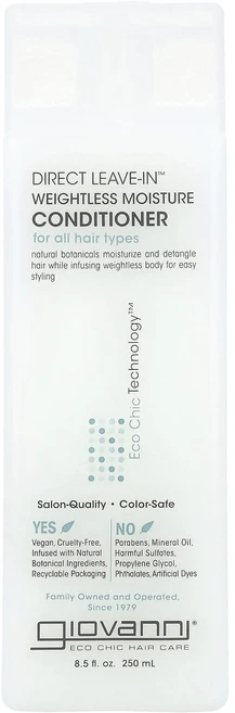 Giovanni Direct Leave-In 웨이트레스 모이스처 컨디셔너 모든 모발용 250ml(8.5fl oz), 1개, 250ml - 쿠팡