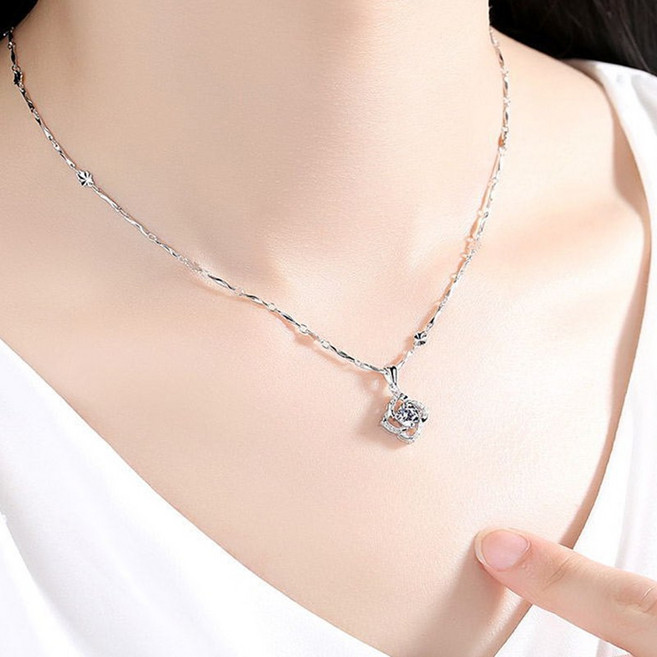 999실버 클로버 펜던트 여성 은목걸이 순은999 사이즈 조절 가능 선물추천