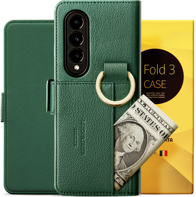 비유어산타 유해 전자파 차단 이태리 원단 갤럭시 Z폴드3 케이스 지갑 핑거 카드 수납 피렌체