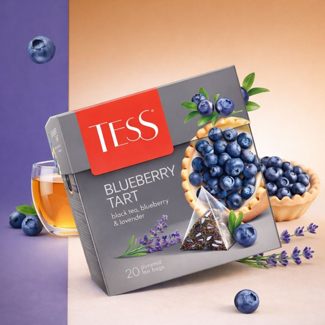 Tess Black Tea Blueberry Tart 테스 블랙티 블루베리 타르트, 10개, 20개입, 36g