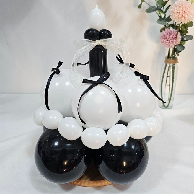 올리브파티 풍선 케이크 모자 만들기 DIY 패키지 세트, 블랙화이트, 1세트