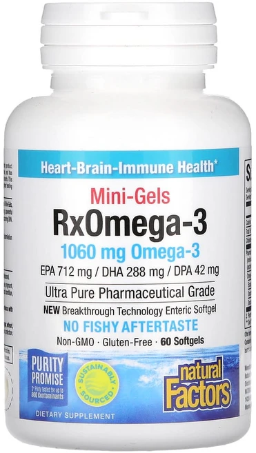 네츄럴펙터스 Rx오메가-3 미니 젤 1060mg 소프트젤 60정(소프트젤 1정당 530mg), 1개, 60정 - 쿠팡