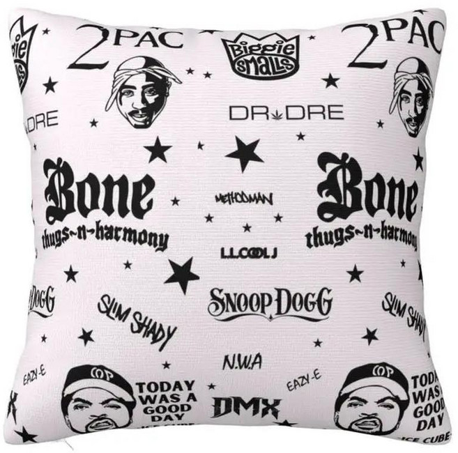 래퍼 투팍 힙합 쿠션 커버 소파 거실 사각 베개 케이스, E. 45x45cm, 11. 8, 1개