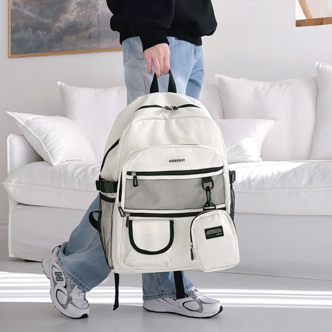 자체제작 어센틱 경량 백팩 방수 대용량 학생 책가방 포켓키링 세트