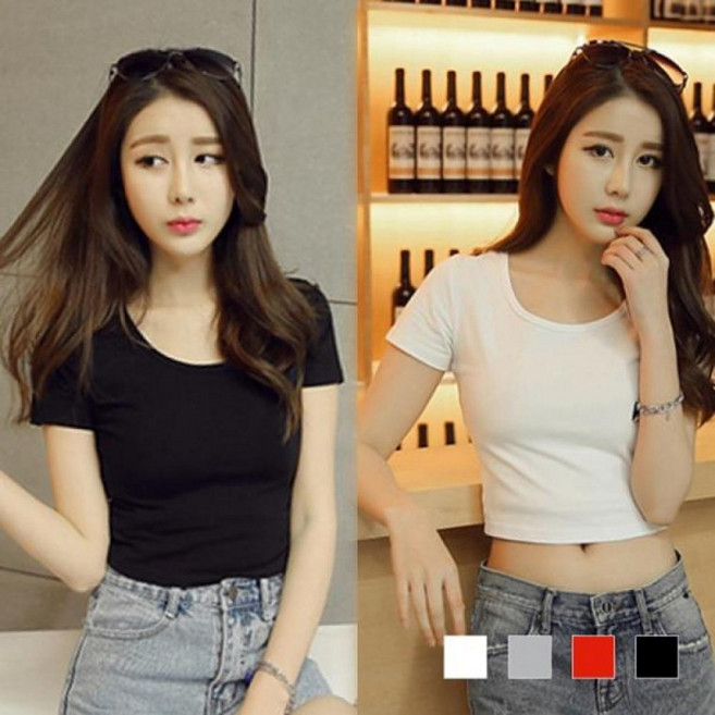 에르에 기본 반팔 크롭티