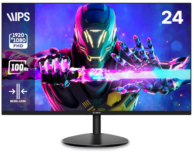 큐빅스 24인치 컴퓨터 모니터 FHD 100HZ 내장스피커 탑재 게이밍 사무용 CX-240F100 무결점, CX240F100 무결점, 60.5cm