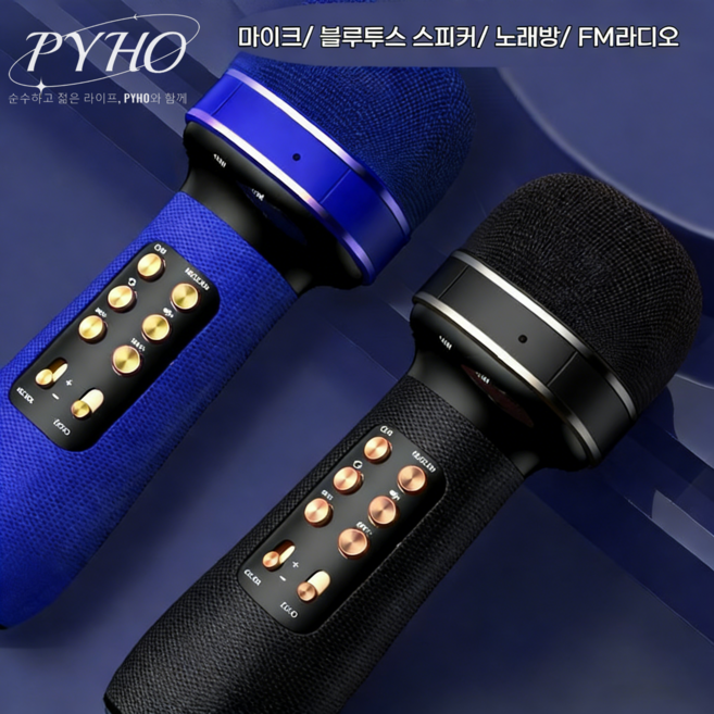 PYHO 무선 블루투스 마이크 FM 라디오 가정용 노래방 고음질 음향, 블랙, WS898K