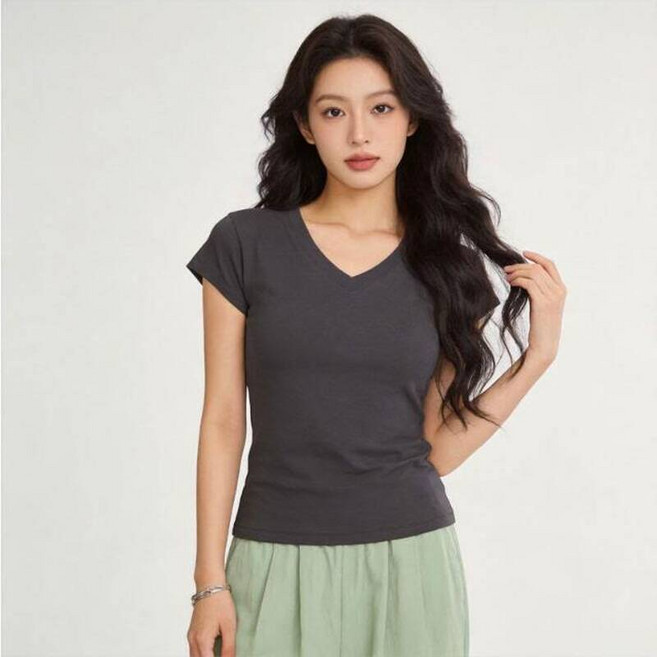 短版上衣女裝衣服大尺碼短袖瑜伽運動休閒圓領涼感T恤吸濕排汗顯瘦冰絲小香風五分袖韓版透氣防曬寬版上衣重磅厚磅t恤襯衫羽球衣