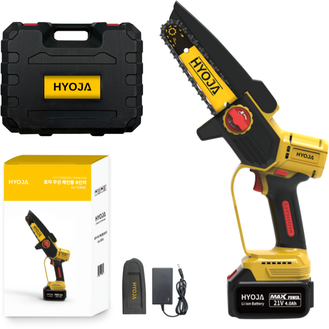 효자 무선 전기톱 21V 14cm 체인톱 충전식 충전 전동 가정용 미니 소형 나무 가지치기, 1세트, 본품 + 배터리1개