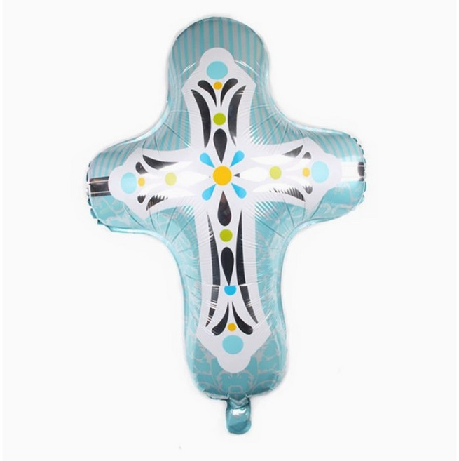 트윈은 은박 기독교 교회 행사 대형 십자가 헬륨 부활절 큰풍선 파티, 5개, 블루십자