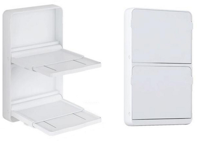 주방 반찬 선반 접이식 벽걸이 반찬 접시 수납 선반, 라이트블루 2개