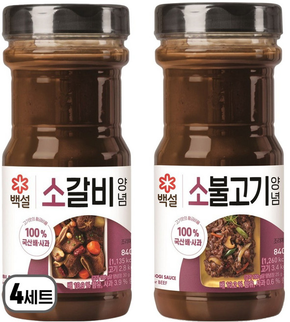백설 소갈비 양념 + 소불고기 양념, 4세트, 1.68L