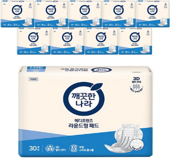 The 편안한 봄날 성인용 기저귀 라운드형패드, 30개입, 10개