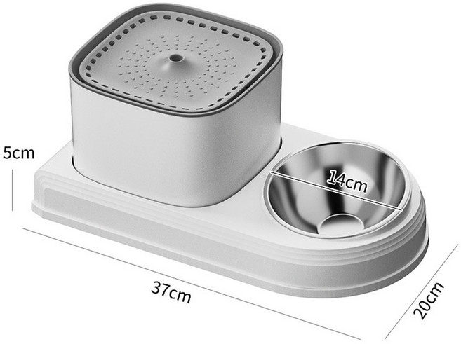 IN 고양이 분수 음식 그릇 자동 세트 USB 케이블 POWER LOGIC 고양이를 위한 스마트 워터 펌프가 있는 조용한 애완 동물 디스펜서 호환, 3L, WHITE