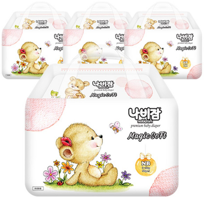 나비잠 매직소프트 기저귀 밴드형 남여공용 신생아용(~5kg), 1단계