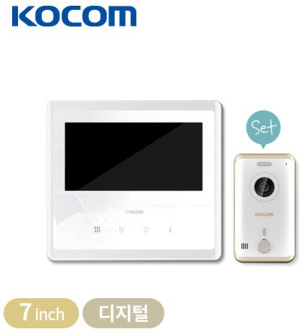 코콤 7인치 디지털 현관 아파트 인터폰 벨 세트 고장 설치 K5B VP-S701+KC-R80E, 화이트K5B VP-S701+KC-R80E자가설치)