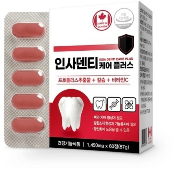 네이처그랜드 인사덴티 케어 플러스 프로폴리스 칼슘 비타민C 구강항균, 1개, 60정